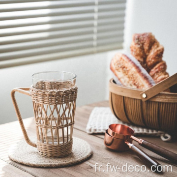 Témoignage de rotin personnalisé avec du verre à la poignée